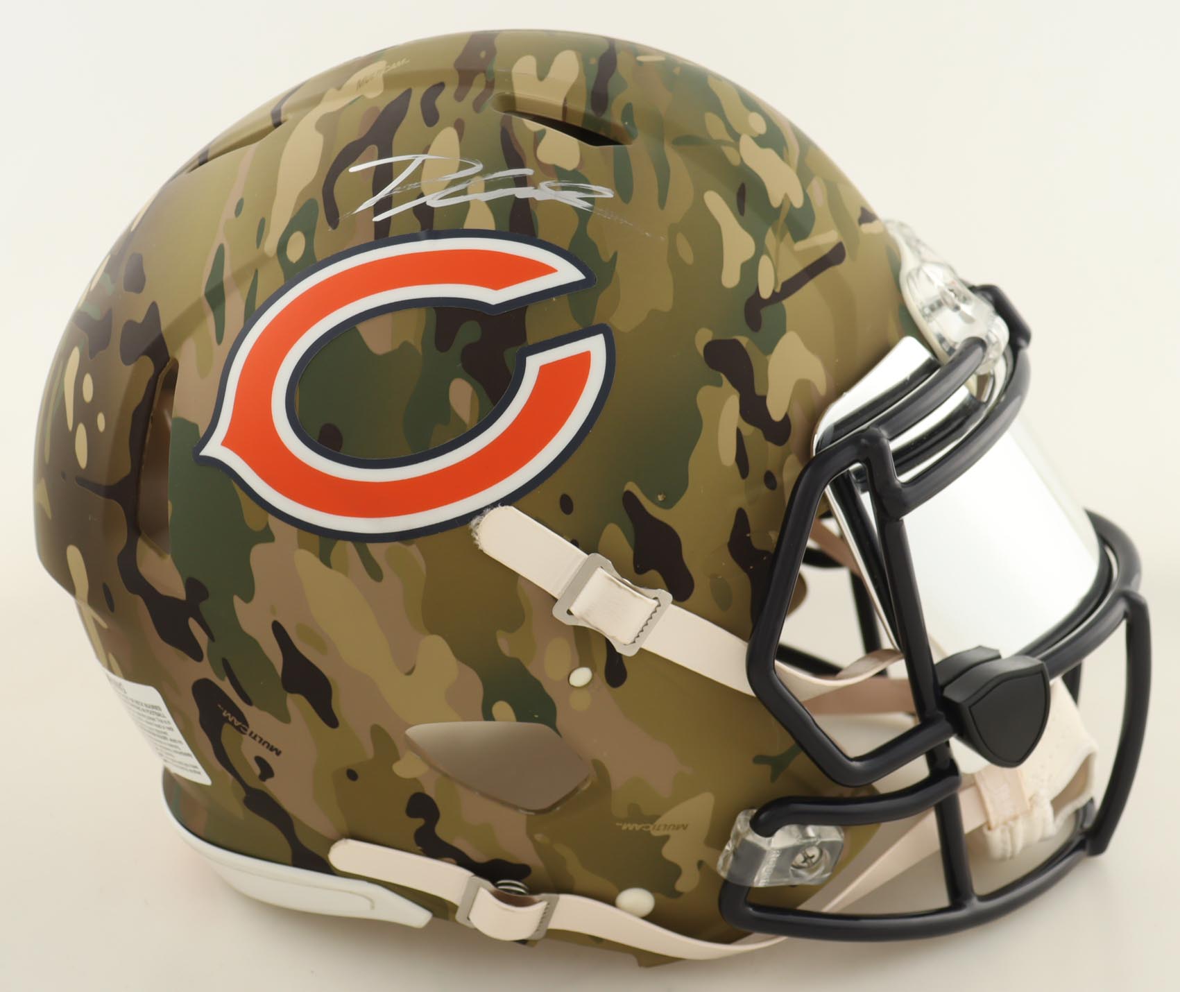 D'Andre Swift Signed Bears Full-Size Authentic On-Field Camo Alternate Speed Helmet With Visor (Beckett) at PristineAuction.com D'Andre Swift Signed Bears Full-Size Authentic On-Field Camo Alternate Speed Helmet With Visor (Beckett) at PristineAuction.com