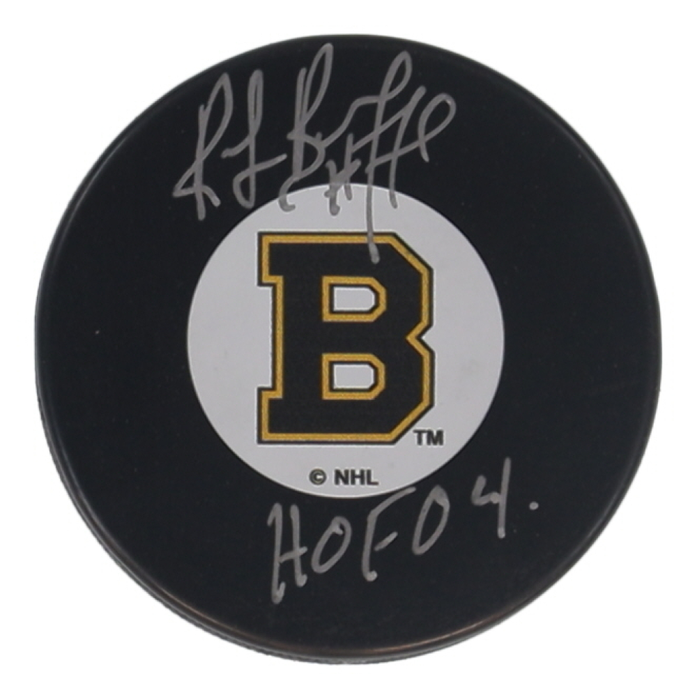 Ray Bourque Signed Bruins Logo Hockey Puck Inscribed "HOF 04" (JSA) at PristineAuction.com