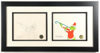 Chuck Jones Signed "The Grinch" Custom Framed Original Film Cel & Sketch Display (GAI) at PristineAuction.com