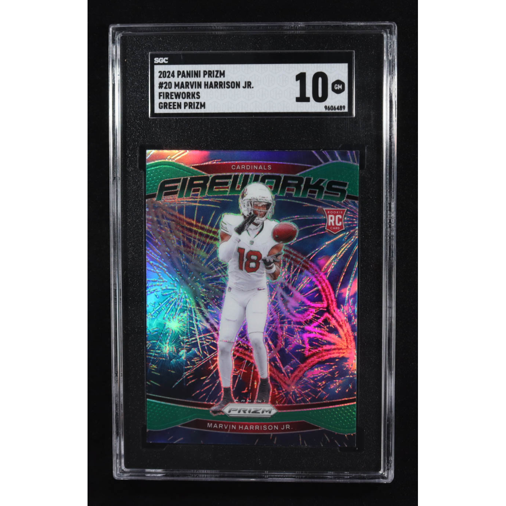 Marvin Harrison Jr. 2024 Panini Prizm Fireworks Prizms Green #20 RC (SGC 10) at PristineAuction.com