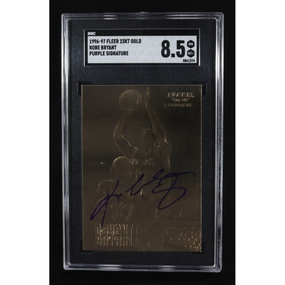 Kobe Bryant 1996-97 Fleer Purple Signature 23Kt Gold RC (SGC 8.5) at PristineAuction.com Kobe Bryant 1996-97 Fleer Purple Signature 23Kt Gold RC (SGC 8.5) at PristineAuction.com