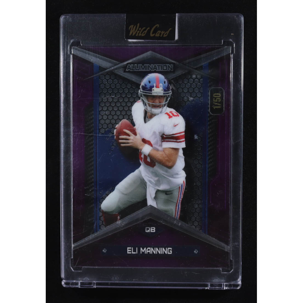 Eli Manning 2024 Wild Card Alumination Spectrum Purple #BCEM #01/50 at PristineAuction.com