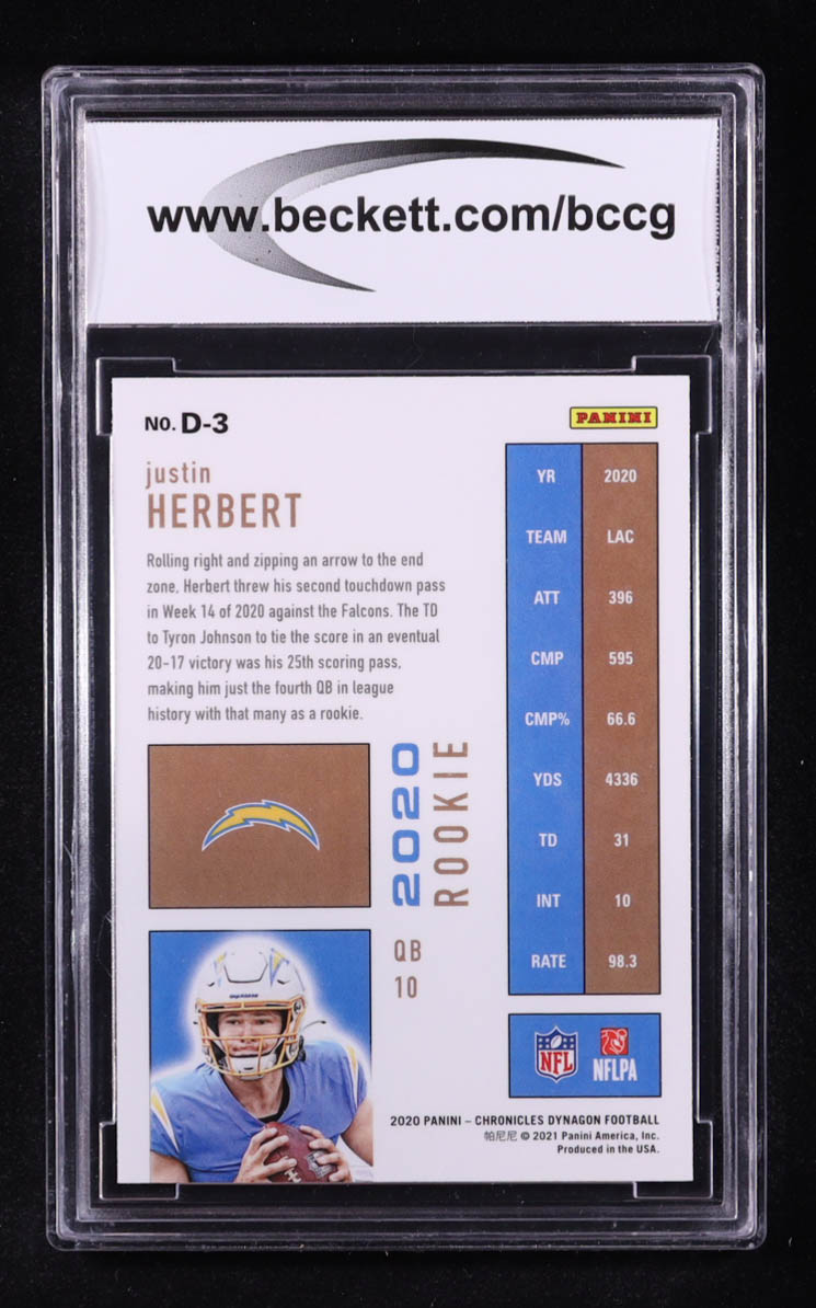 Justin Herbert 2020 Dynagon Rookies #3 RC (BCCG 10) at PristineAuction.com Justin Herbert 2020 Dynagon Rookies #3 RC (BCCG 10) at PristineAuction.com