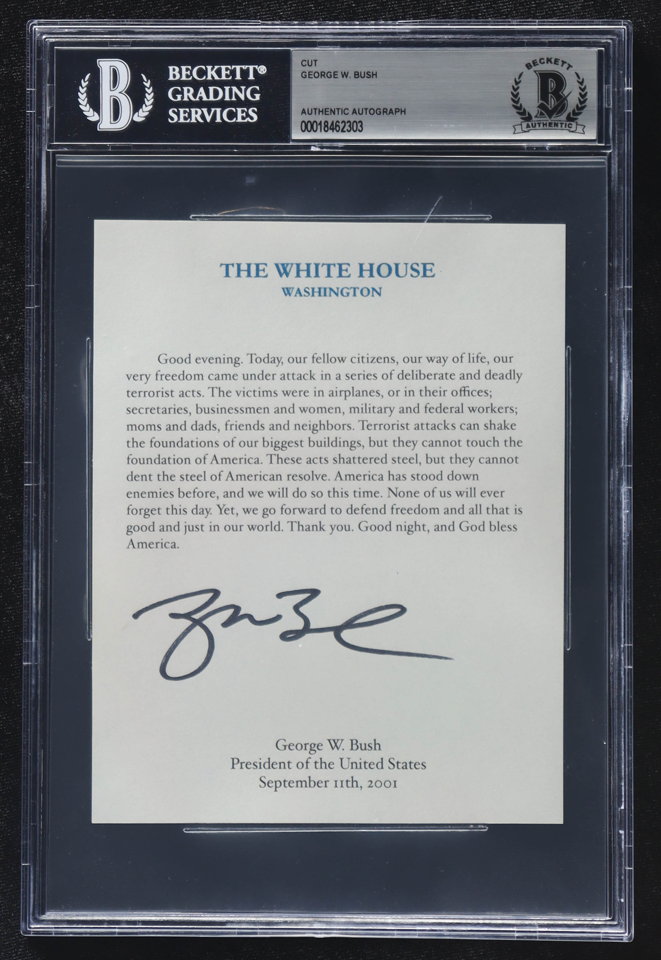 George W. Bush Signed 5x6 Cut (BGS) at PristineAuction.com George W. Bush Signed 5x6 Cut (BGS) at PristineAuction.com