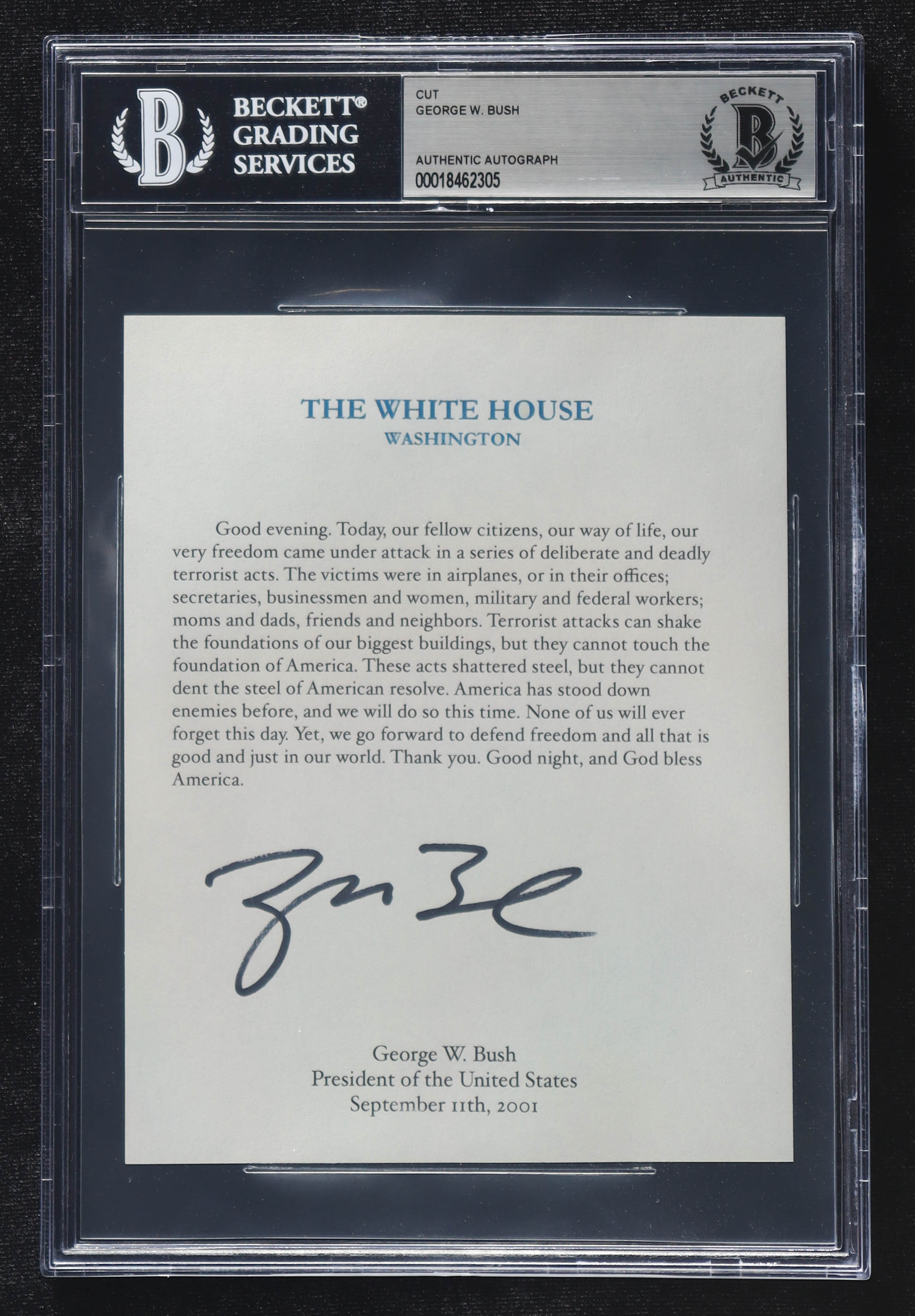 George W. Bush Signed 5x6 Cut (BGS) at PristineAuction.com George W. Bush Signed 5x6 Cut (BGS) at PristineAuction.com
