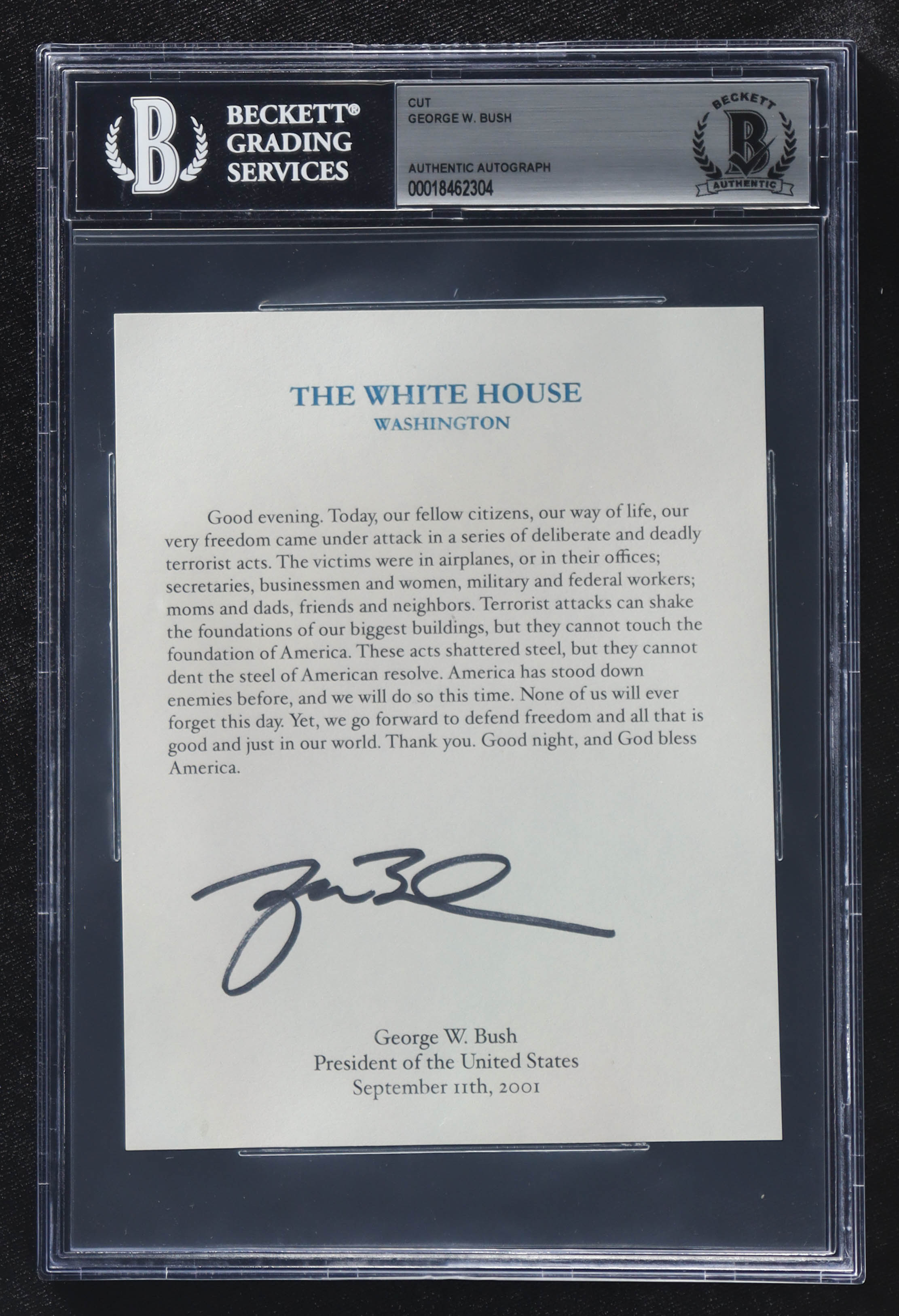 George W. Bush Signed 5x6 Cut (BGS) at PristineAuction.com George W. Bush Signed 5x6 Cut (BGS) at PristineAuction.com