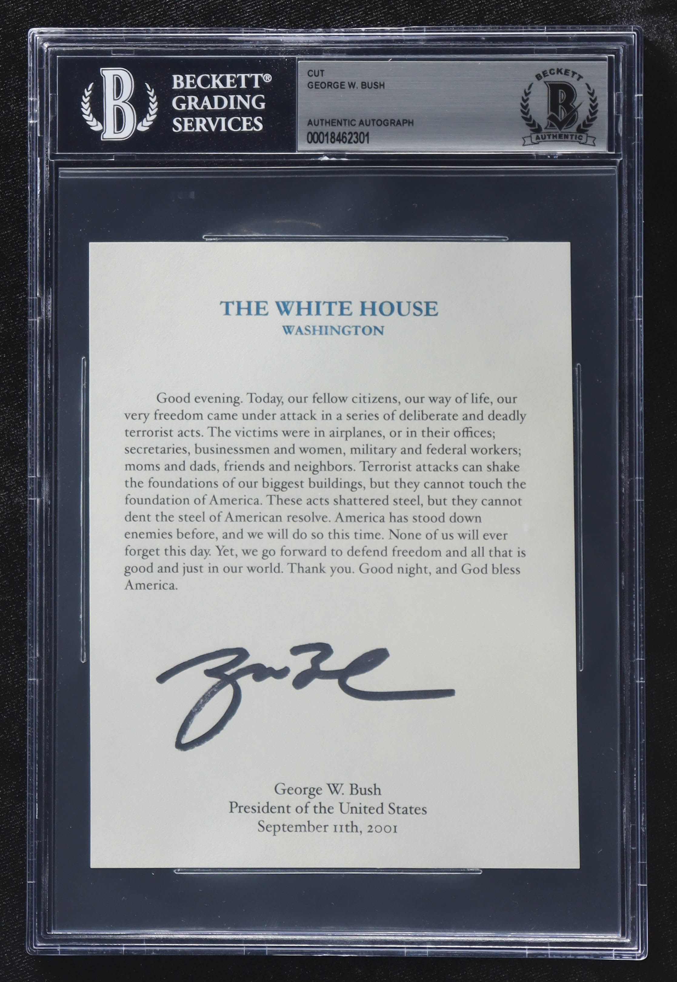 George W. Bush Signed 5x6 Cut (BGS) at PristineAuction.com George W. Bush Signed 5x6 Cut (BGS) at PristineAuction.com
