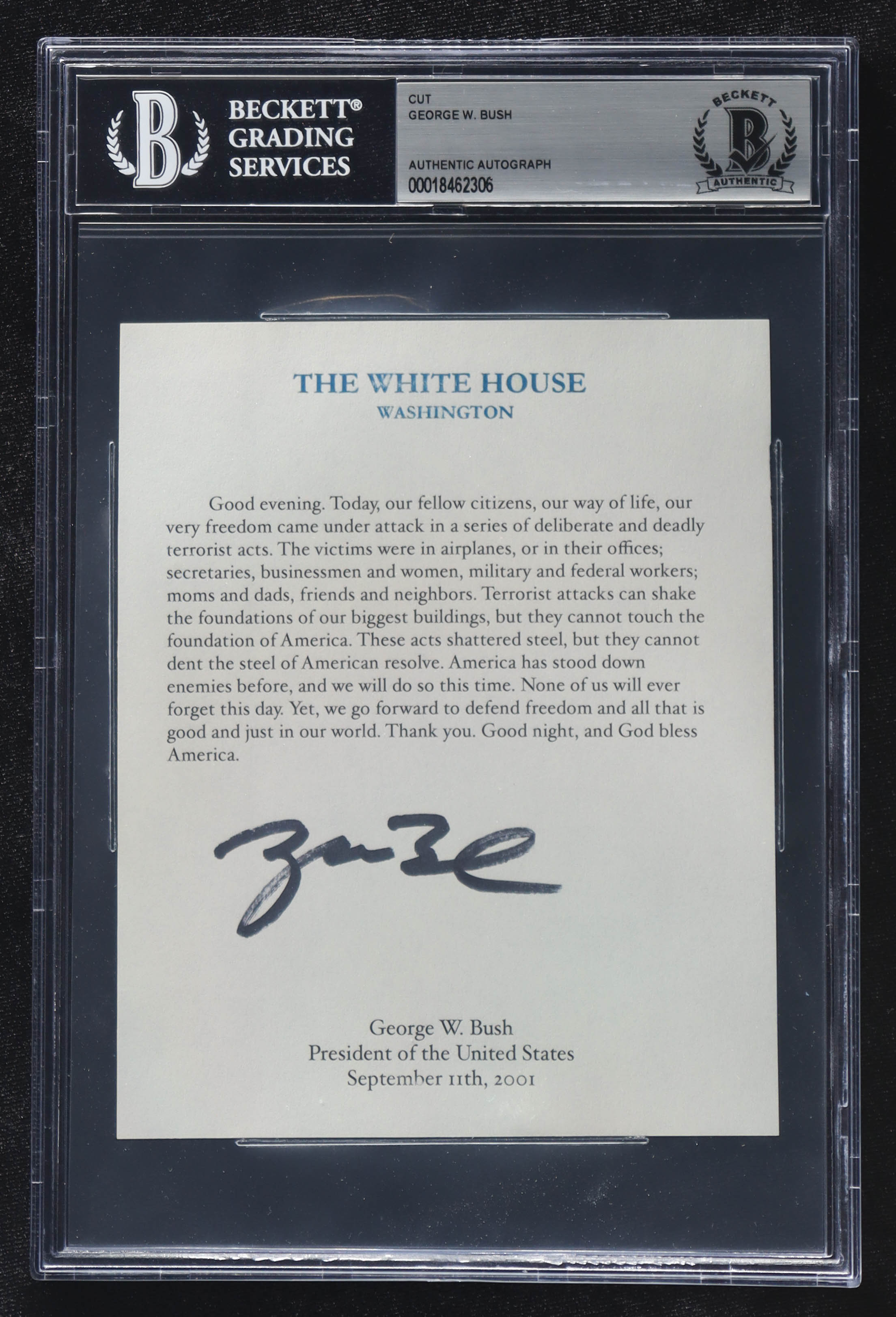 George W. Bush Signed 5x6 Cut (BGS) at PristineAuction.com George W. Bush Signed 5x6 Cut (BGS) at PristineAuction.com