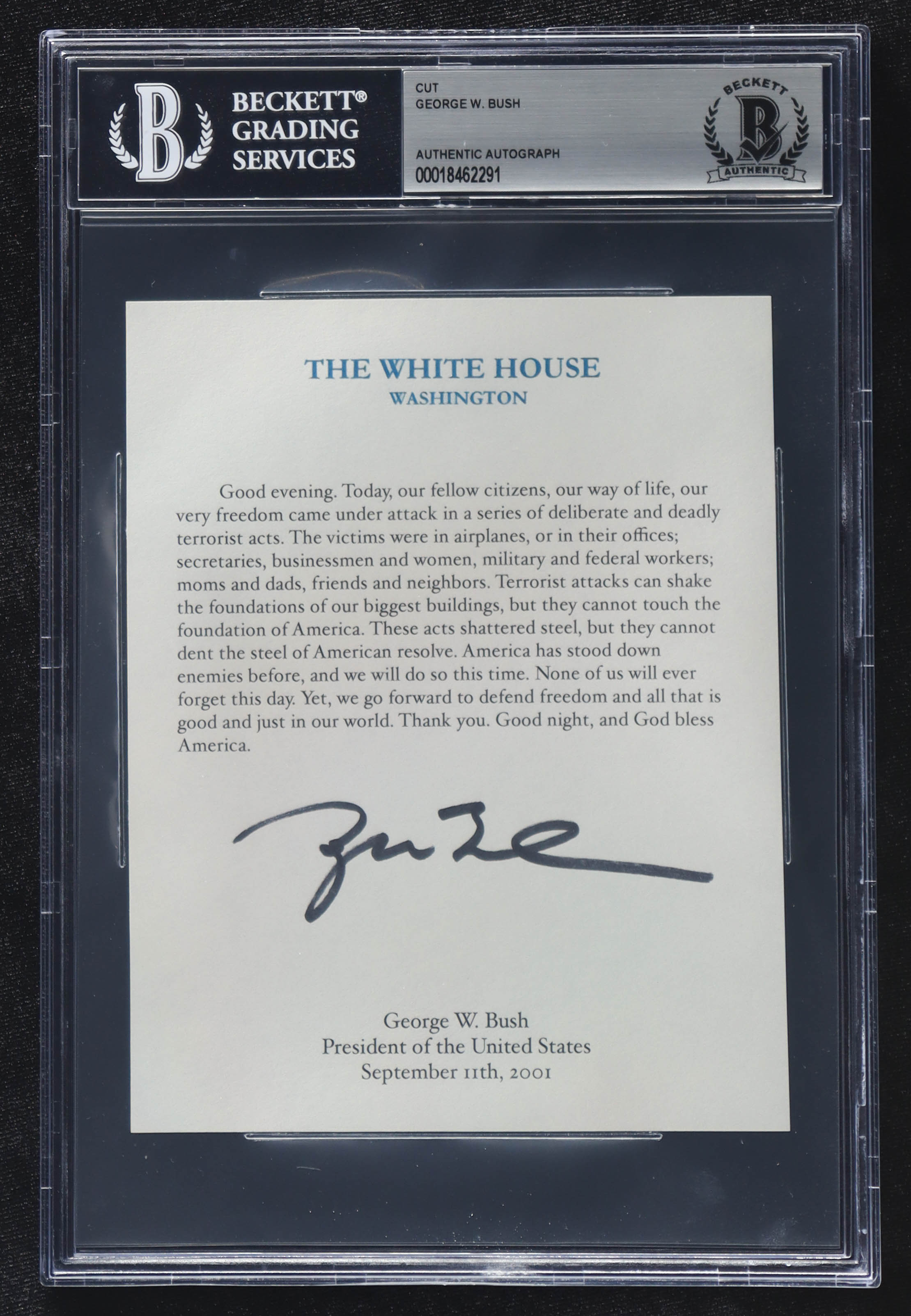George W. Bush Signed 5x6 Cut (BGS) at PristineAuction.com George W. Bush Signed 5x6 Cut (BGS) at PristineAuction.com