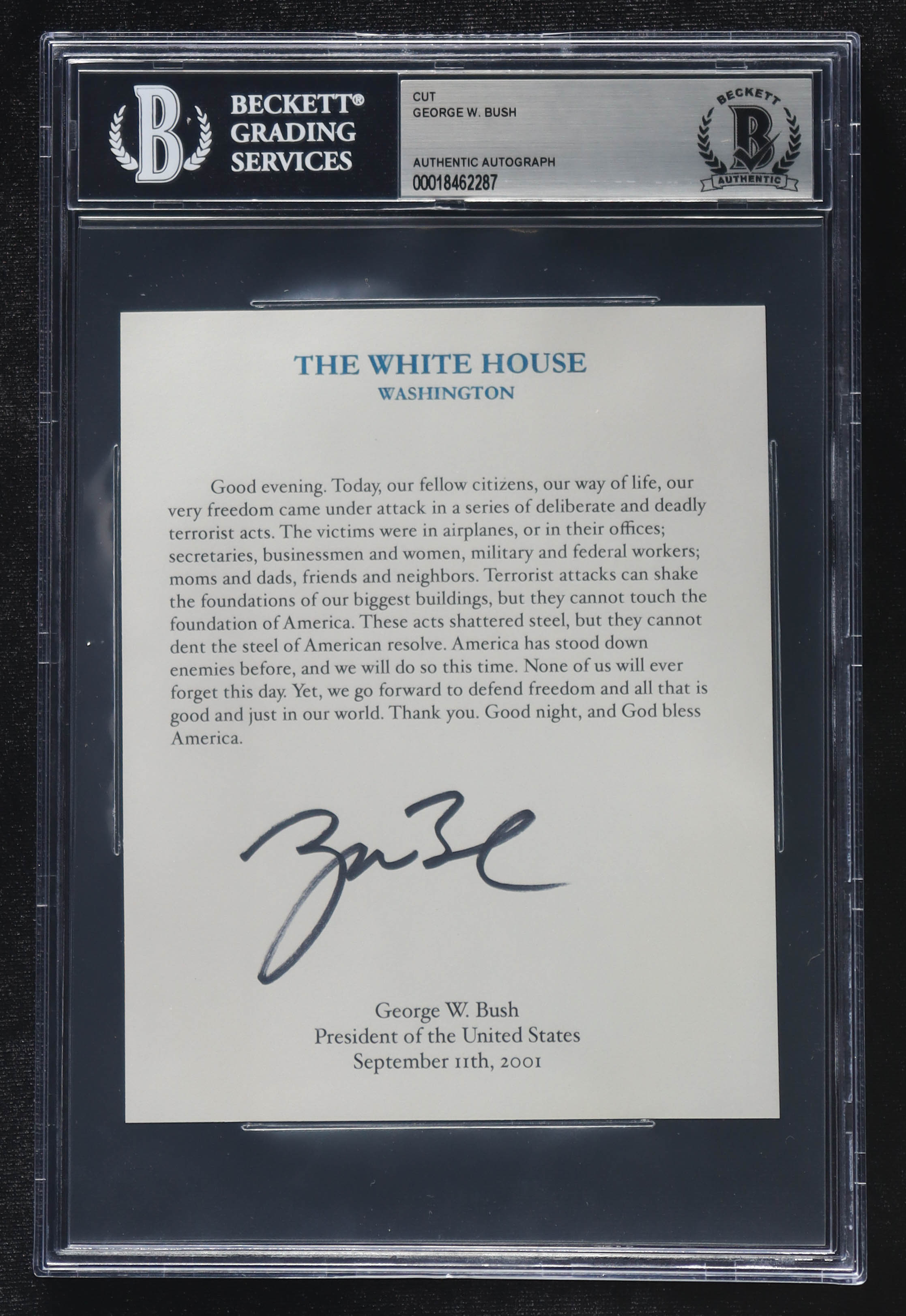 George W. Bush Signed 5x6 Cut (BGS) at PristineAuction.com George W. Bush Signed 5x6 Cut (BGS) at PristineAuction.com