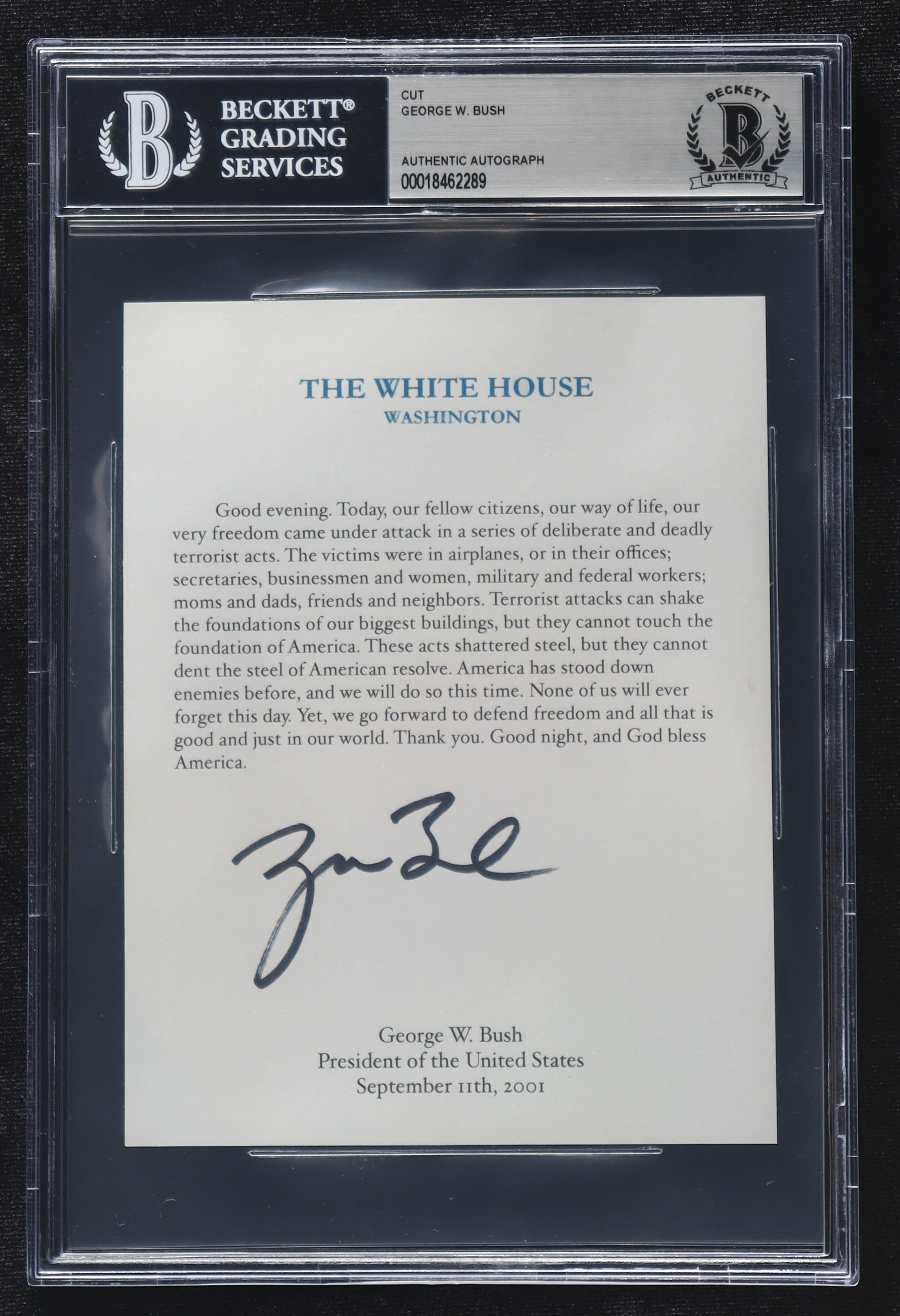 George W. Bush Signed 5x6 Cut (BGS) at PristineAuction.com George W. Bush Signed 5x6 Cut (BGS) at PristineAuction.com