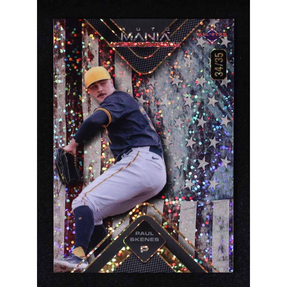 Paul Skenes 2024 Wild Card Auto Mania American Baseball Vintage Flag Sparkles #AMAT-PS3 #34/35 RC at PristineAuction.com