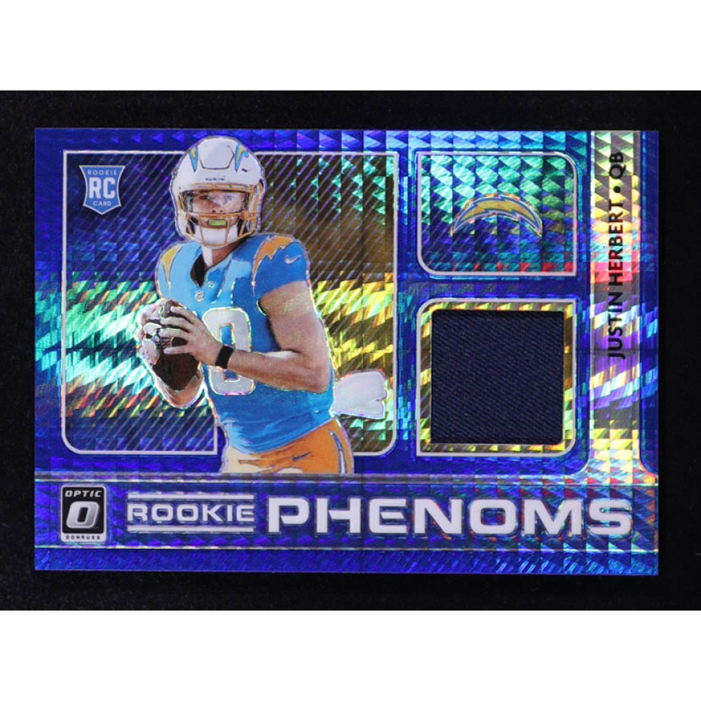 Justin Herbert 2020 Donruss Optic Rookie Phenoms Jerseys Horizontal Blue Hyper #3 RC at PristineAuction.com