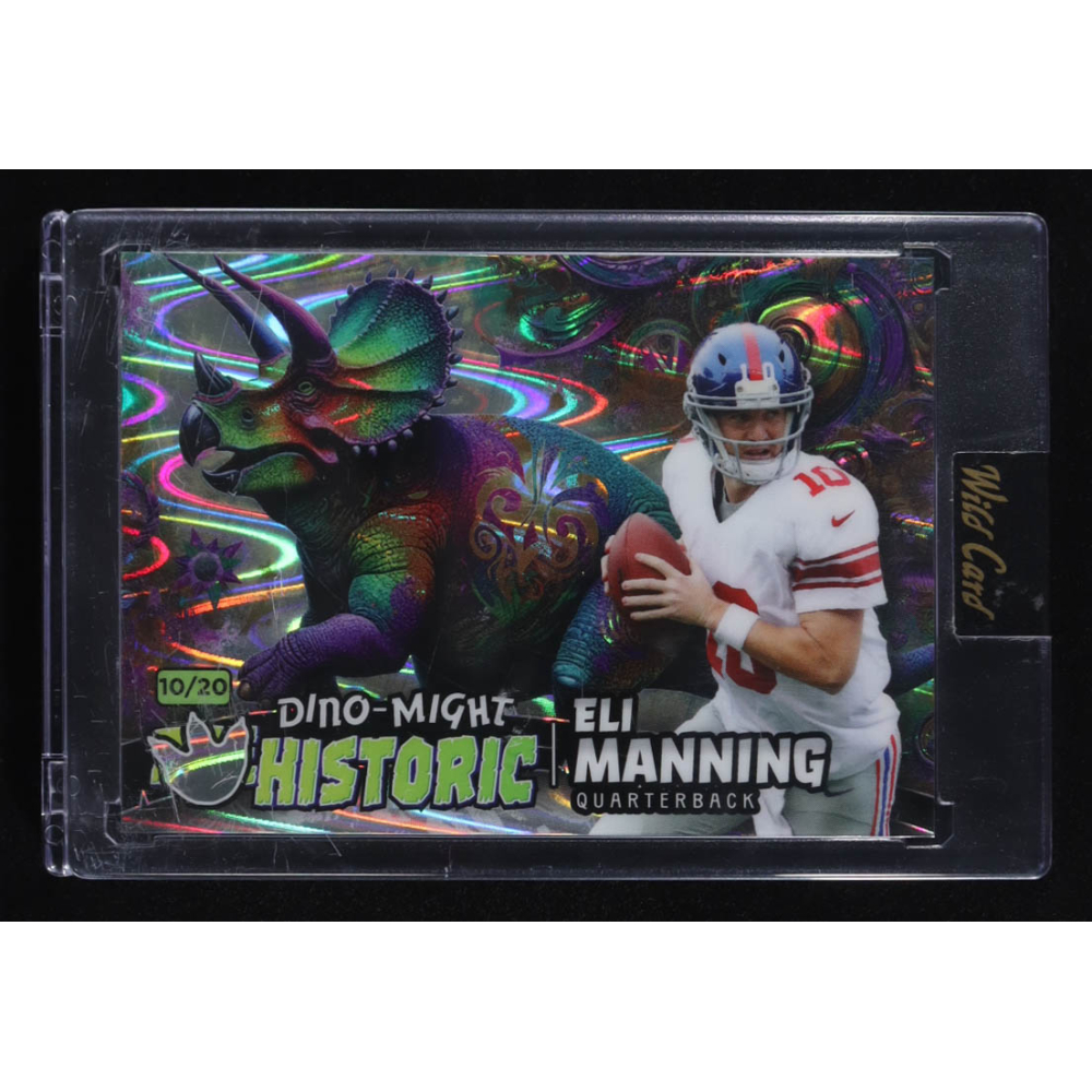 Eli Manning 2024 Wild Card Alumination Dino-Might Historic Triceratops RayWave Silver #PHTRI1EM #10/20 at PristineAuction.com