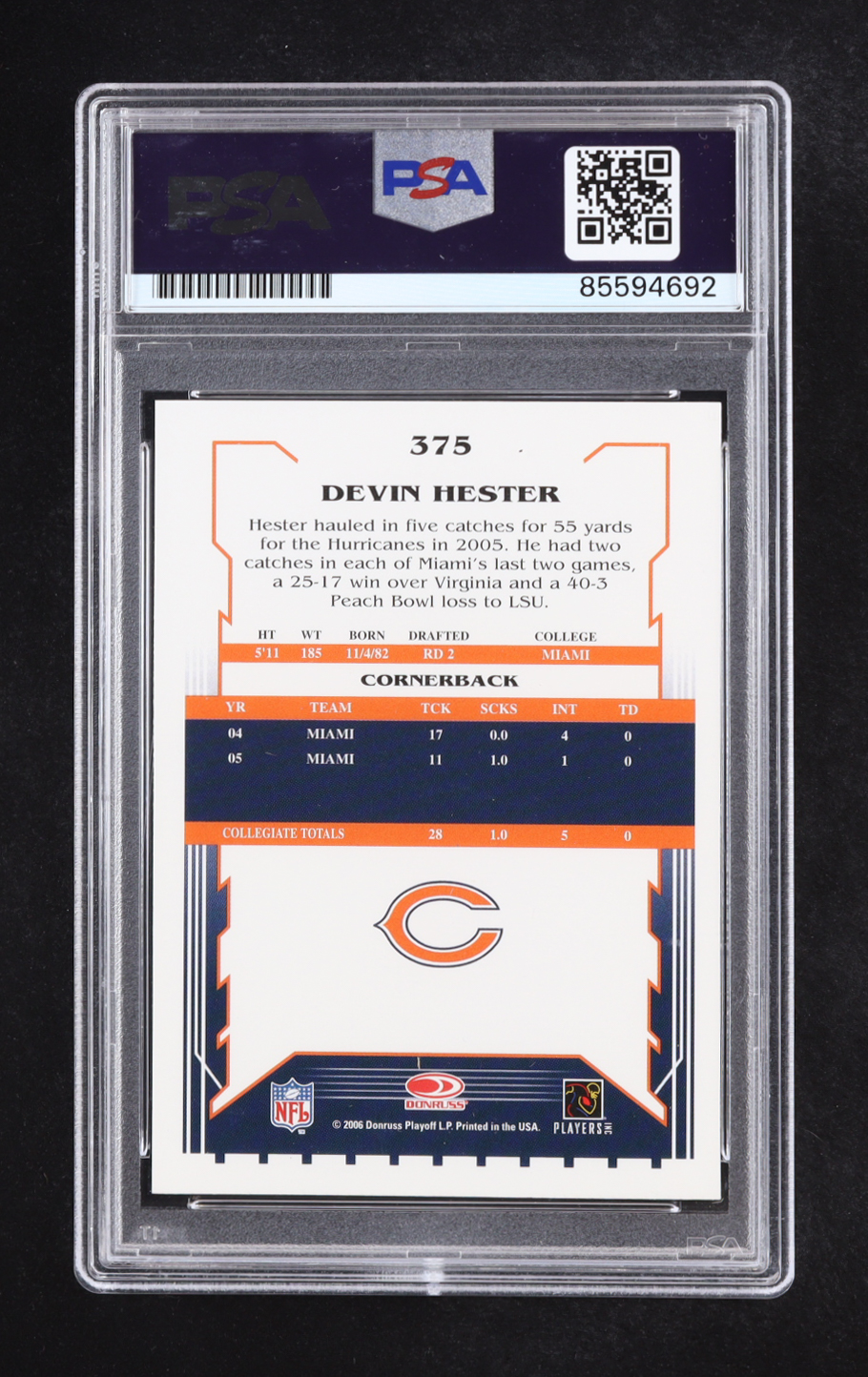 Devin Hester Signed 2006 Score #375A SP RC (PSA | Auto Grade PSA Authentic) at PristineAuction.com Devin Hester Signed 2006 Score #375A SP RC (PSA | Auto Grade PSA Authentic) at PristineAuction.com