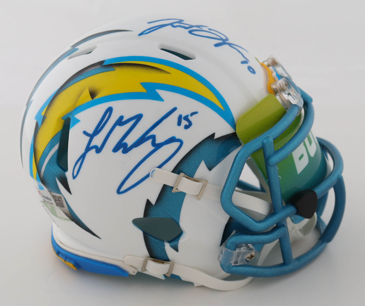 Justin Herbert & Ladd McConkey Signed Chargers Custom Speed Mini Helmet with Visor (Beckett & Fanatics) at PristineAuction.com Justin Herbert & Ladd McConkey Signed Chargers Custom Speed Mini Helmet with Visor (Beckett & Fanatics) at PristineAuction.com