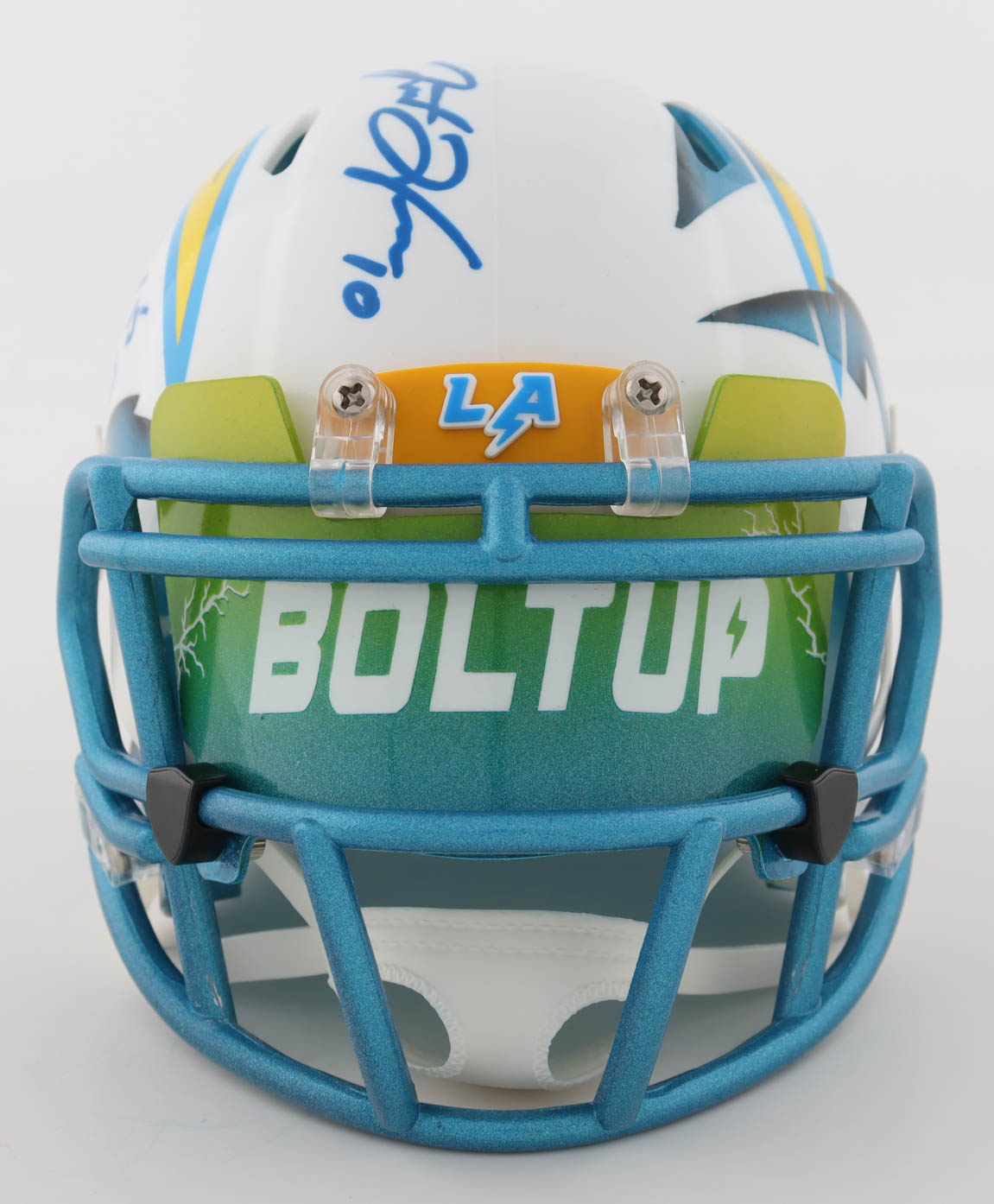 Justin Herbert & Ladd McConkey Signed Chargers Custom Speed Mini Helmet with Visor (Beckett & Fanatics) at PristineAuction.com Justin Herbert & Ladd McConkey Signed Chargers Custom Speed Mini Helmet with Visor (Beckett & Fanatics) at PristineAuction.com