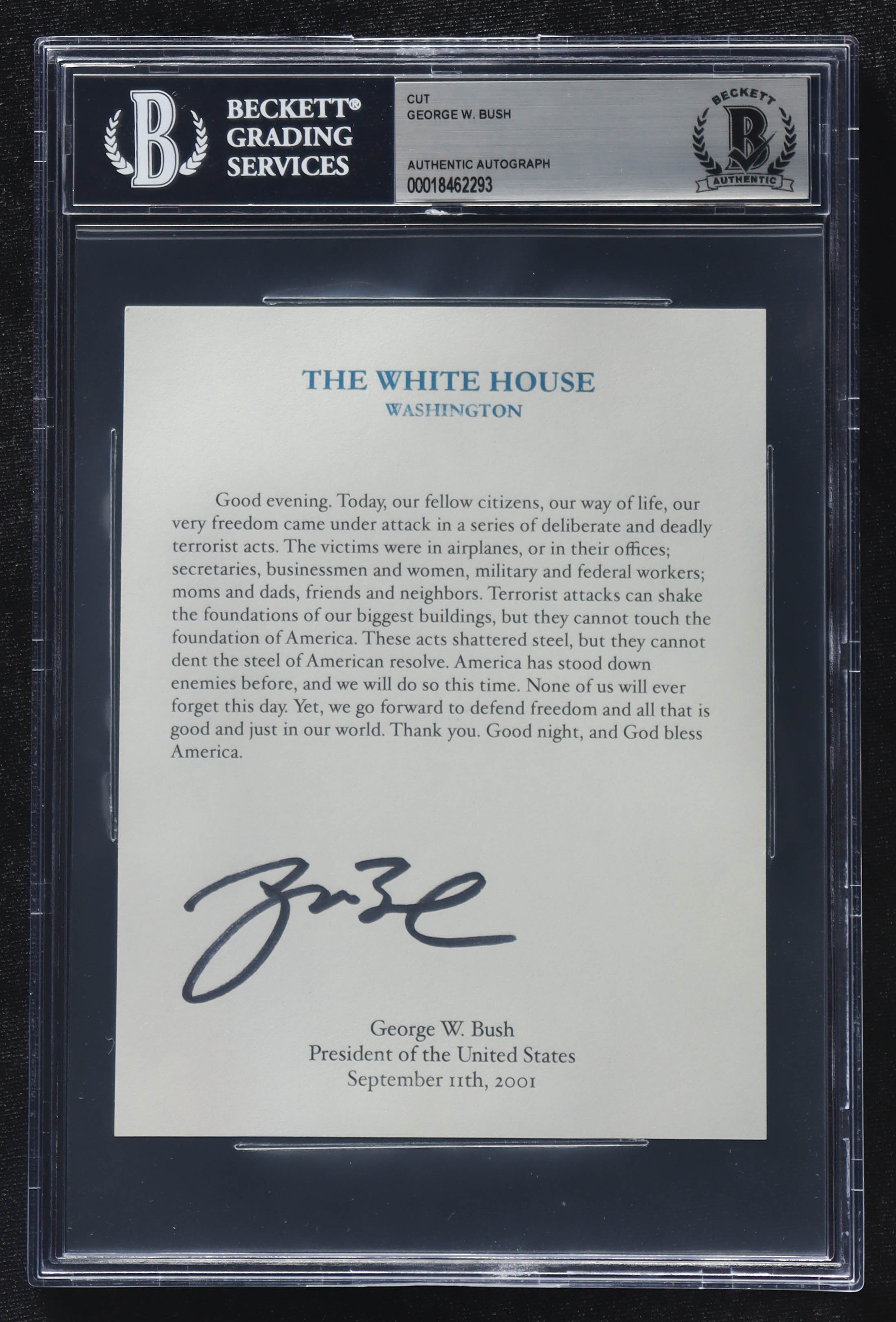 George W. Bush Signed 5x6 Cut (BGS) at PristineAuction.com George W. Bush Signed 5x6 Cut (BGS) at PristineAuction.com