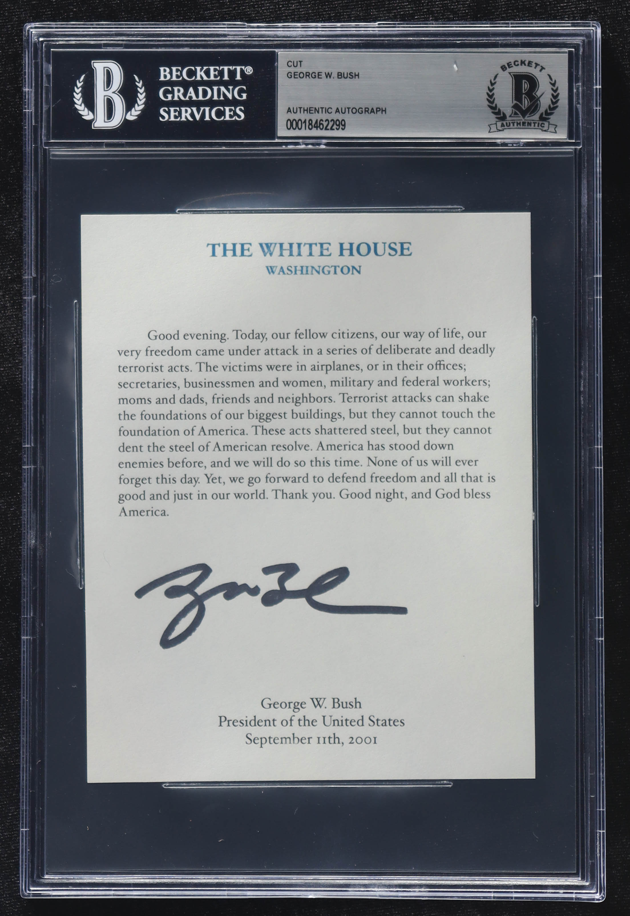George W. Bush Signed 5x6 Cut (BGS) at PristineAuction.com George W. Bush Signed 5x6 Cut (BGS) at PristineAuction.com