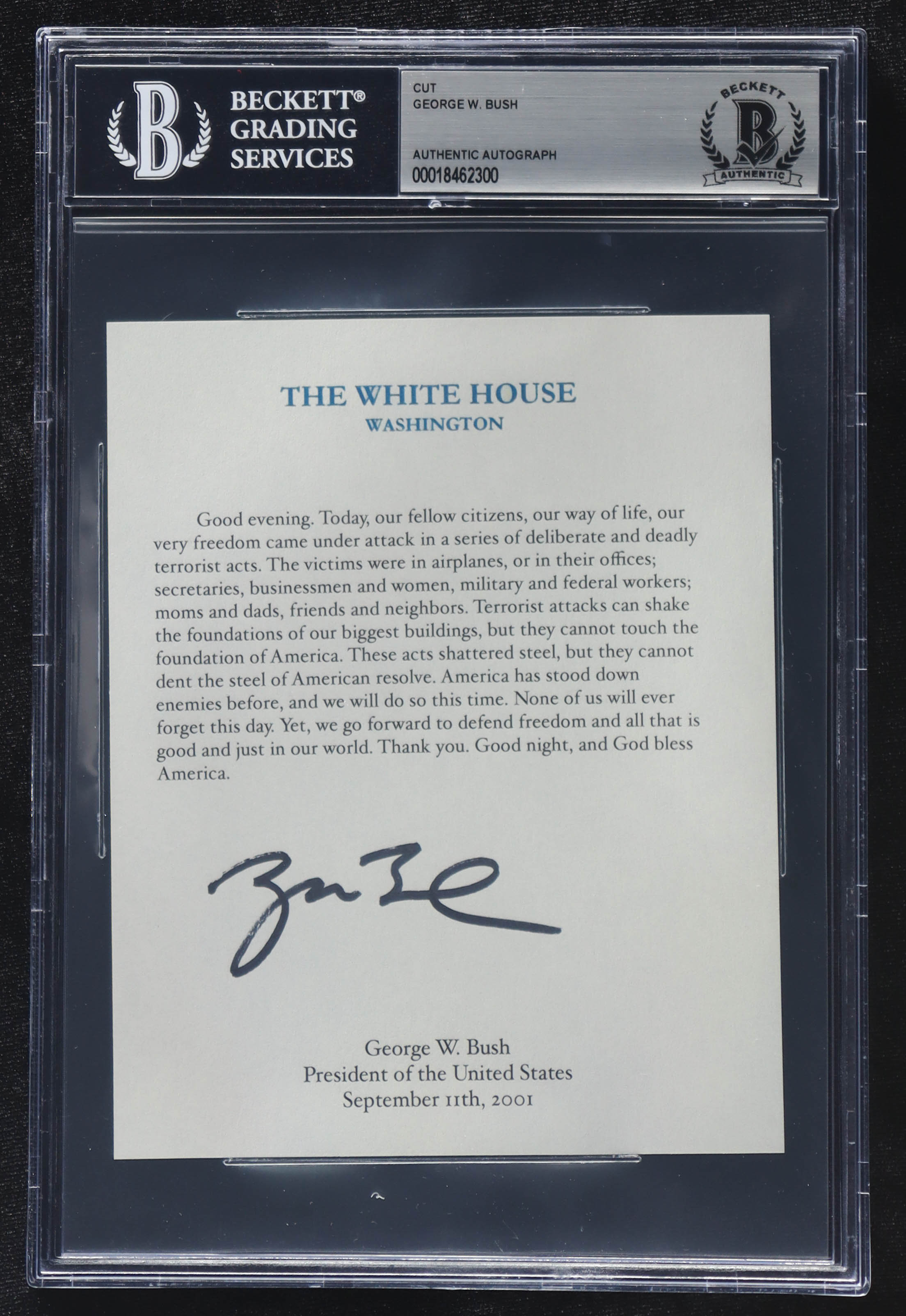 George W. Bush Signed 5x6 Cut (BGS) at PristineAuction.com George W. Bush Signed 5x6 Cut (BGS) at PristineAuction.com