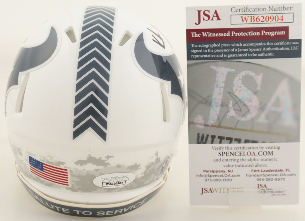 Kearis Jackson Signed Texans Salute to Service Speed Mini Helmet Inscribed "H-Town!" (JSA) at PristineAuction.com Kearis Jackson Signed Texans Salute to Service Speed Mini Helmet Inscribed "H-Town!" (JSA) at PristineAuction.com