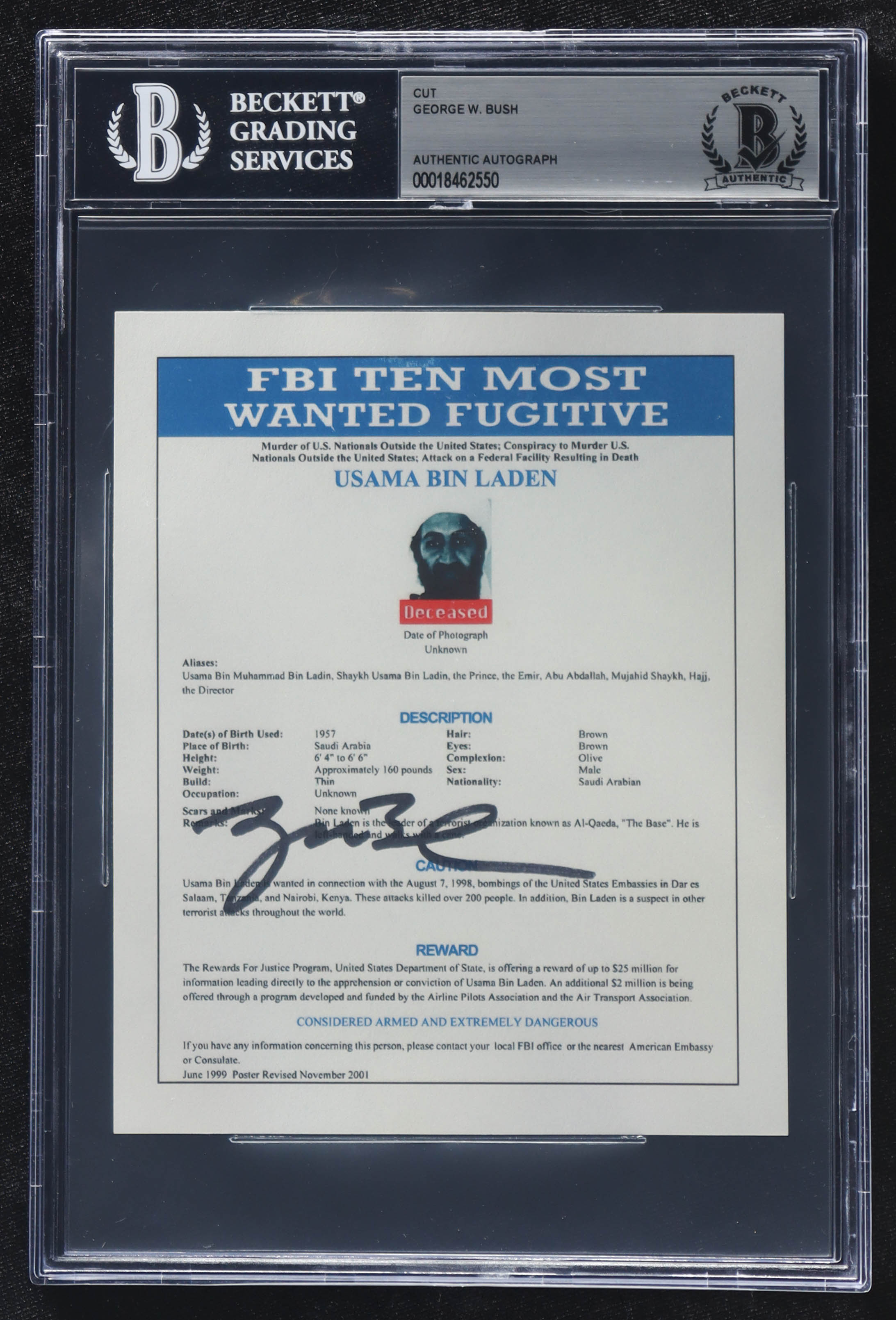 George W. Bush Signed 5x6 Cut (BGS) at PristineAuction.com George W. Bush Signed 5x6 Cut (BGS) at PristineAuction.com