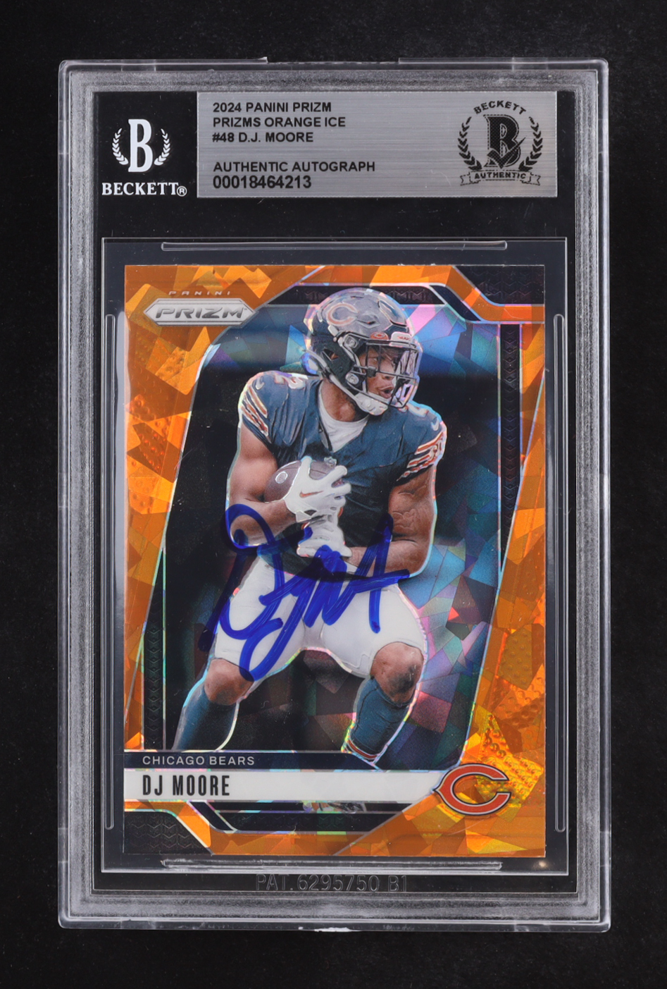 D.J. Moore Signed 2024 Panini Prizm Prizms Orange Ice #48 (Beckett | Auto Grade BGS Authentic) at PristineAuction.com D.J. Moore Signed 2024 Panini Prizm Prizms Orange Ice #48 (Beckett | Auto Grade BGS Authentic) at PristineAuction.com