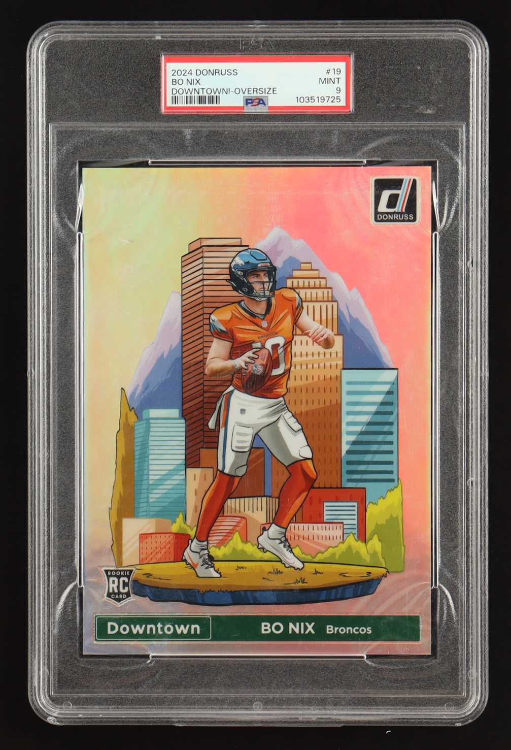 Bo Nix 2024 Donruss Downtown! Oversize #19 RC (PSA 9) at PristineAuction.com Bo Nix 2024 Donruss Downtown! Oversize #19 RC (PSA 9) at PristineAuction.com