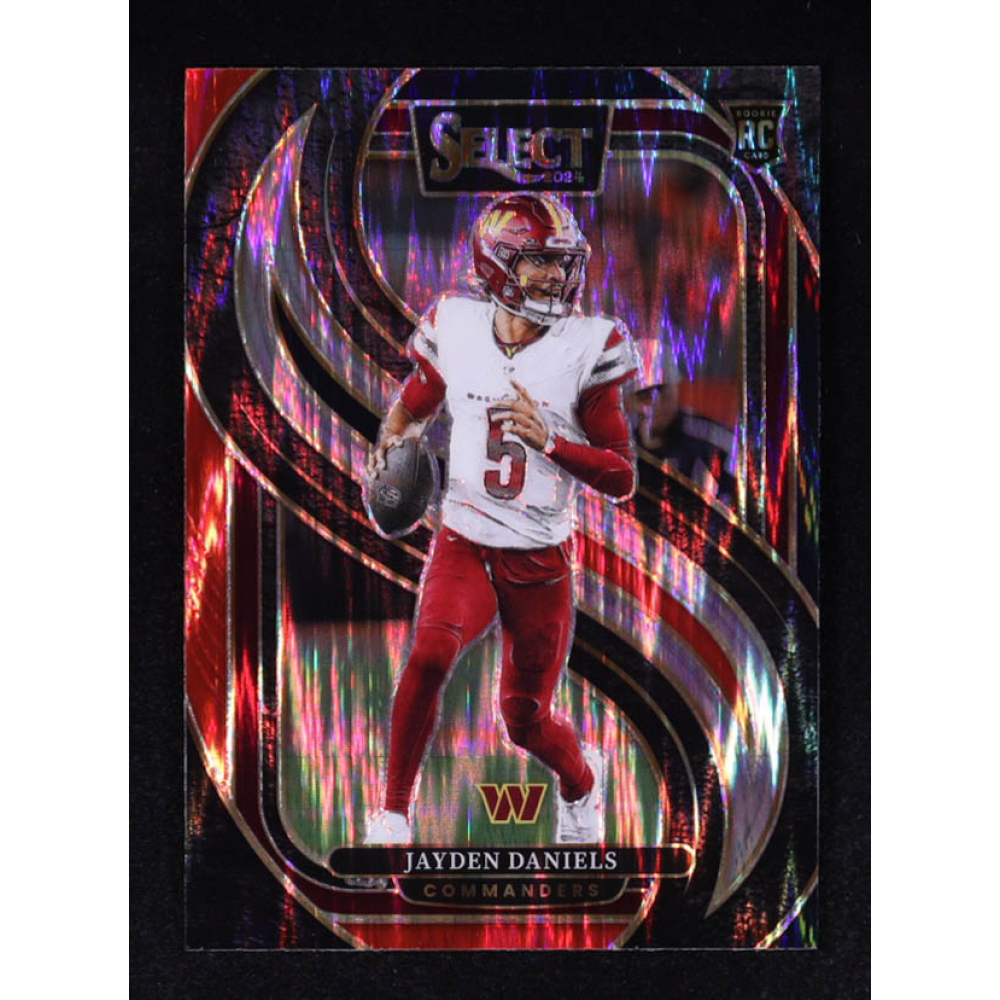 Jayden Daniels 2024 Select Prizm Black and Red Shock #112 RC at PristineAuction.com
