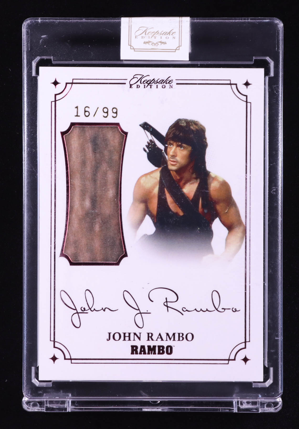 John Rambo 2024 Keepsake Edition Laser Signapatch Authentic Rambo II #31 #16/99 at PristineAuction.com John Rambo 2024 Keepsake Edition Laser Signapatch Authentic Rambo II #31 #16/99 at PristineAuction.com