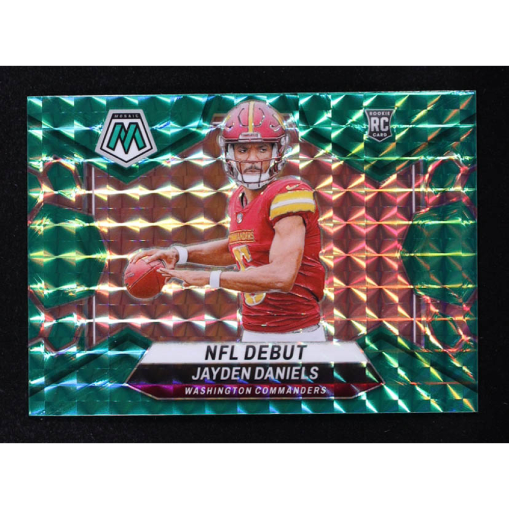 Jayden Daniels 2024 Panini Mosaic NFL Debut Mosaic Green #272 RC at PristineAuction.com Jayden Daniels 2024 Panini Mosaic NFL Debut Mosaic Green #272 RC at PristineAuction.com