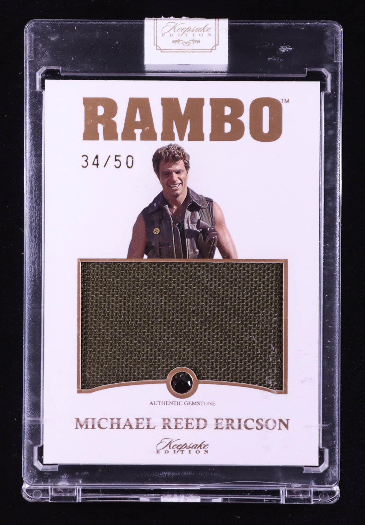 Michael Reed Ericson 2024 Keepsake Edition Gemstone Jumbo Relic Authentic Rambo II #217 #34/50 at PristineAuction.com Michael Reed Ericson 2024 Keepsake Edition Gemstone Jumbo Relic Authentic Rambo II #217 #34/50 at PristineAuction.com