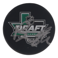 Brady Tkachuk Signed 2018 NHL Draft Logo Hockey Puck (Beckett) at PristineAuction.com