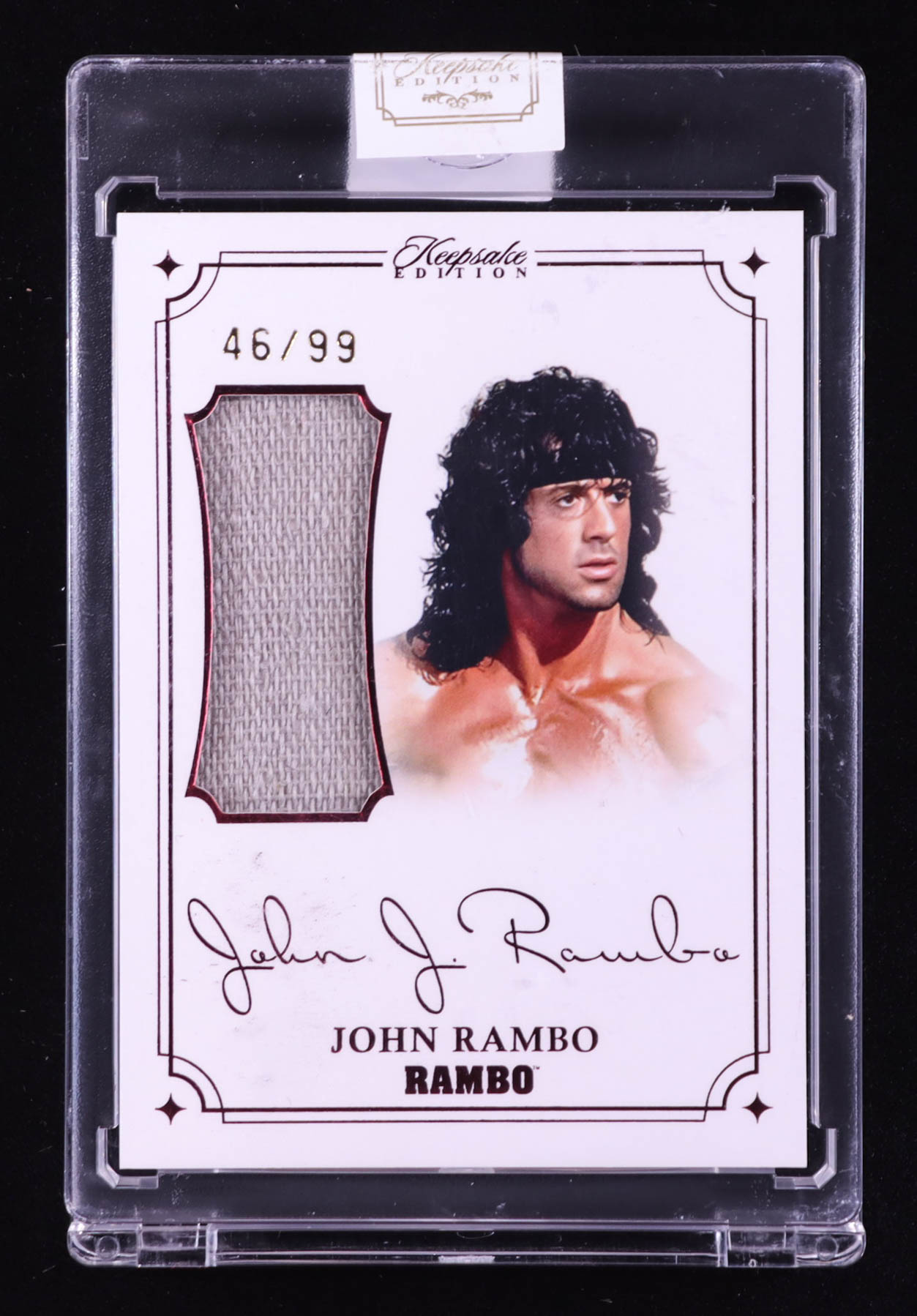John Rambo 2024 Keepsake Edition Laser Signapatch Authentic Rambo III #33 #46/99 at PristineAuction.com John Rambo 2024 Keepsake Edition Laser Signapatch Authentic Rambo III #33 #46/99 at PristineAuction.com