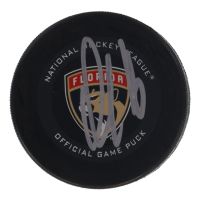 Aleksander Barkov Signed Panthers Logo Hockey Puck (Beckett) at PristineAuction.com