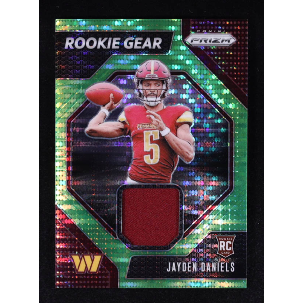 Jayden Daniels 2024 Panini Prizm Rookie Gear Neon Green Pulsar #2 RC at PristineAuction.com Jayden Daniels 2024 Panini Prizm Rookie Gear Neon Green Pulsar #2 RC at PristineAuction.com