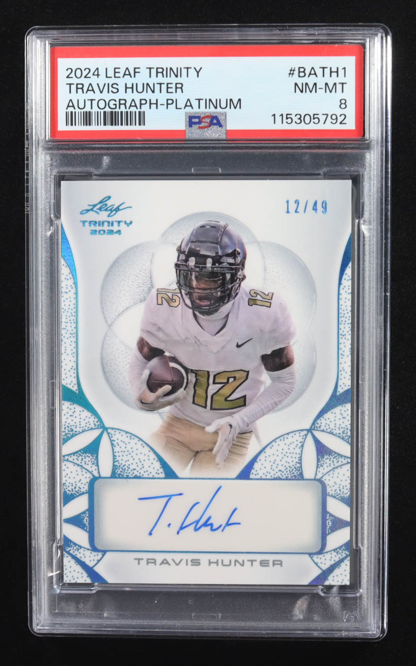 Travis Hunter 2024 Leaf Trinity Platinum #BATH1 #12/49 RC (PSA 8) at PristineAuction.com Travis Hunter 2024 Leaf Trinity Platinum #BATH1 #12/49 RC (PSA 8) at PristineAuction.com
