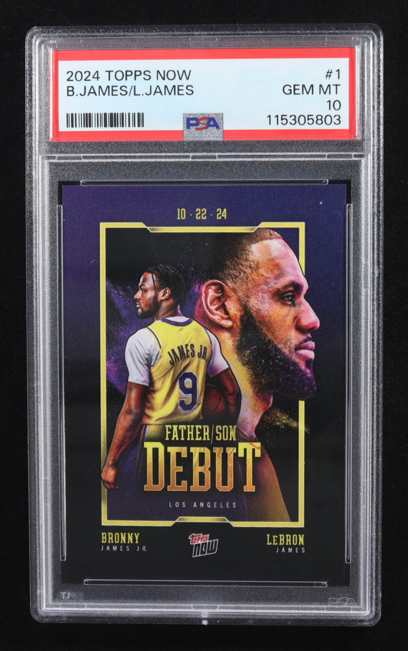 Bronny James Jr. RC / LeBron James 2024-25 Topps Now #1 (PSA 10) at PristineAuction.com Bronny James Jr. RC / LeBron James 2024-25 Topps Now #1 (PSA 10) at PristineAuction.com