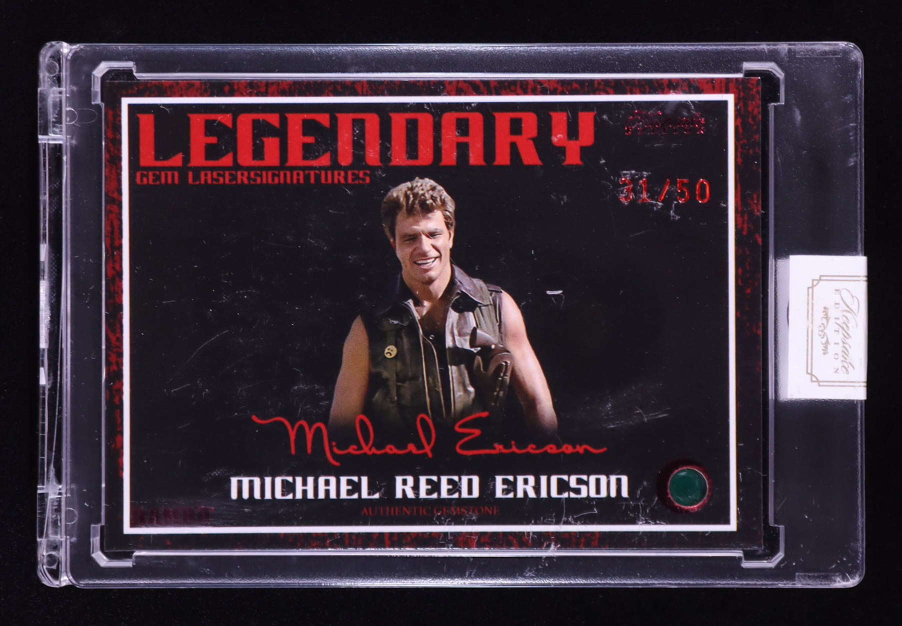 Michael Reed Ericson 2024 Keepsake Edition Gemstone Relic Legendary Laser Signatures Authentic Rambo II #203 #31/50 at PristineAuction.com Michael Reed Ericson 2024 Keepsake Edition Gemstone Relic Legendary Laser Signatures Authentic Rambo II #203 #31/50 at PristineAuction.com