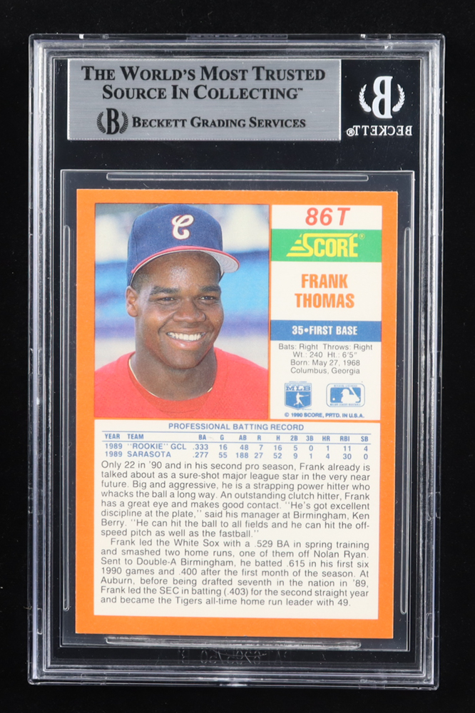 Frank Thomas Signed 1990 Score Rookie/Traded #86T RC (BGS) at PristineAuction.com Frank Thomas Signed 1990 Score Rookie/Traded #86T RC (BGS) at PristineAuction.com