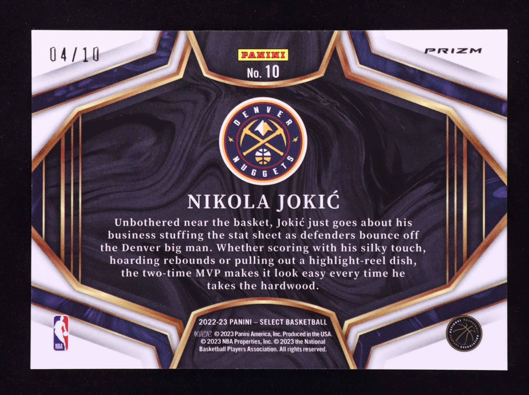 Nikola Jokic 2022-23 Select Snapshots Gold #10 #04/10 at PristineAuction.com Nikola Jokic 2022-23 Select Snapshots Gold #10 #04/10 at PristineAuction.com