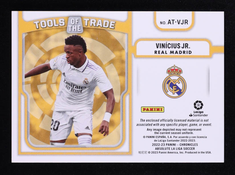 Vinicius Jr. 2022-23 Absolute Tools of the Trade Dual Material #ATVJR #192/199 at PristineAuction.com Vinicius Jr. 2022-23 Absolute Tools of the Trade Dual Material #ATVJR #192/199 at PristineAuction.com