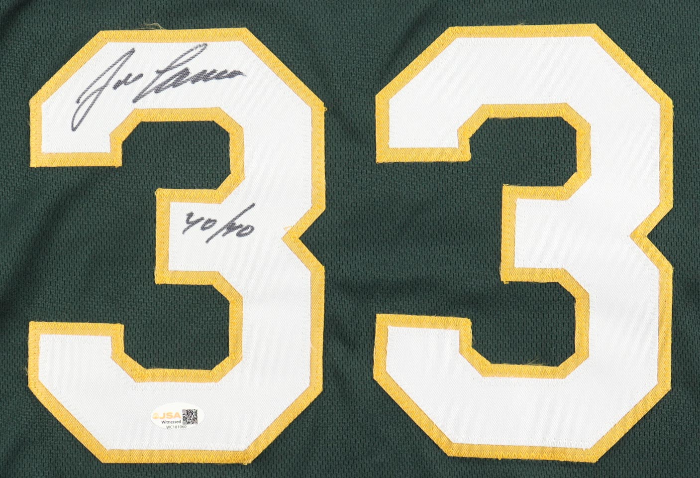 Jose Canseco Signed Jersey Inscribed "40/40"(JSA) at PristineAuction.com Jose Canseco Signed Jersey Inscribed "40/40"(JSA) at PristineAuction.com