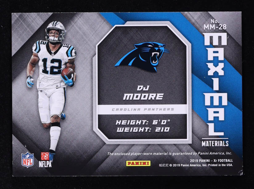 D.J. Moore 2019 Panini XR Maximal Materials Super Prime #28 #1/1 at PristineAuction.com D.J. Moore 2019 Panini XR Maximal Materials Super Prime #28 #1/1 at PristineAuction.com