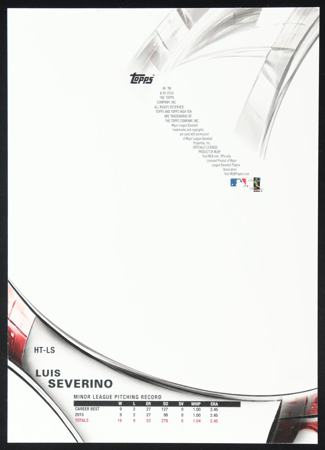 Luis Severino 2016 Topps High Tek 5x7 Gold #HTLS #9/10 at PristineAuction.com Luis Severino 2016 Topps High Tek 5x7 Gold #HTLS #9/10 at PristineAuction.com