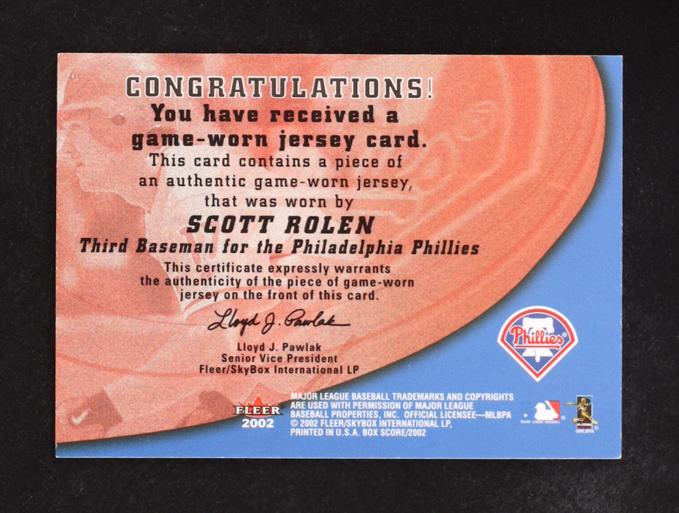 Scott Rolen 2002 Fleer Box Score Amazing Greats #15 at PristineAuction.com Scott Rolen 2002 Fleer Box Score Amazing Greats #15 at PristineAuction.com