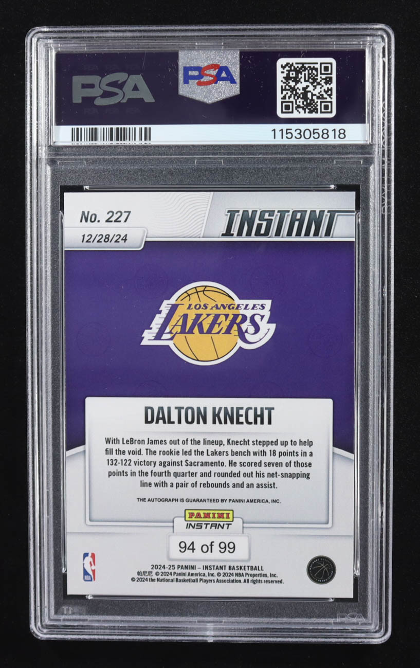 Dalton Knecht Signed 2024-25 Panini Instant #227 RC (PSA | Auto Grade PSA 9) at PristineAuction.com Dalton Knecht Signed 2024-25 Panini Instant #227 RC (PSA | Auto Grade PSA 9) at PristineAuction.com