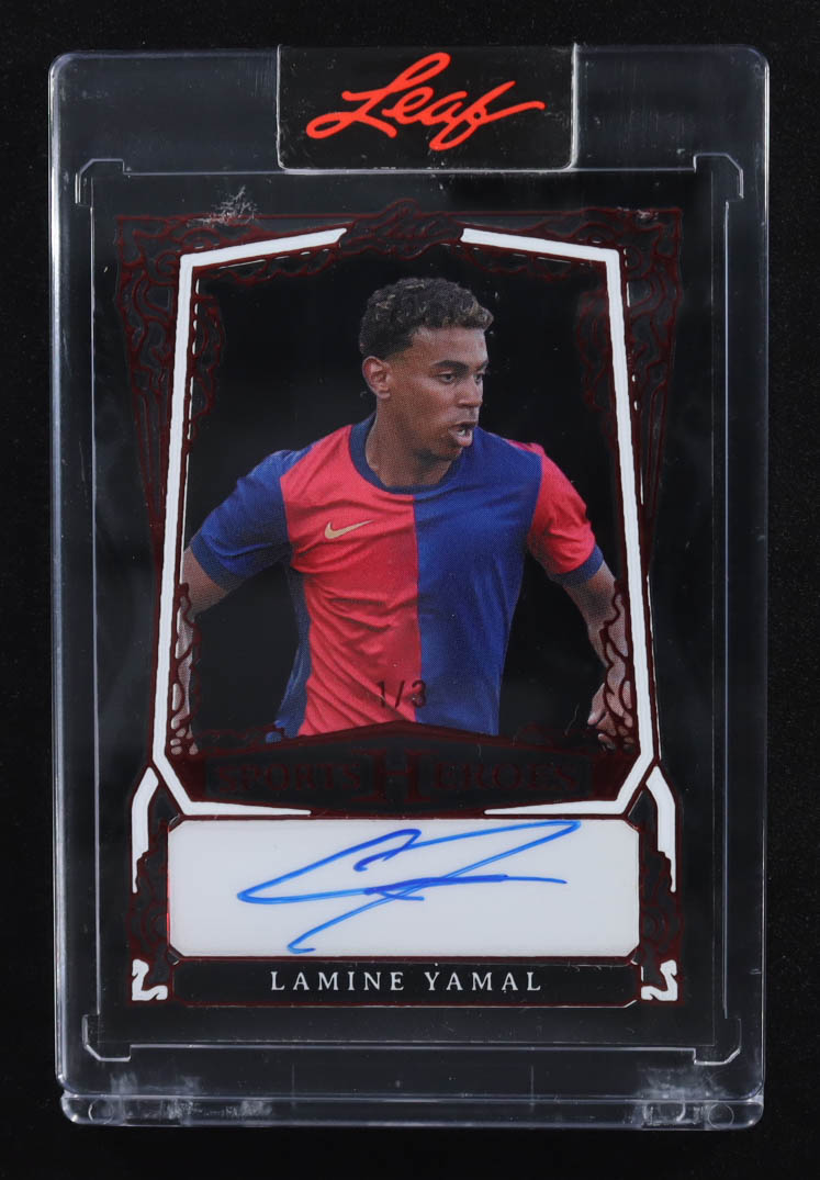 Lamine Yamal 2025 Leaf Sports Heroes Red Foil Autograph #BALM2 #1/3 at PristineAuction.com Lamine Yamal 2025 Leaf Sports Heroes Red Foil Autograph #BALM2 #1/3 at PristineAuction.com