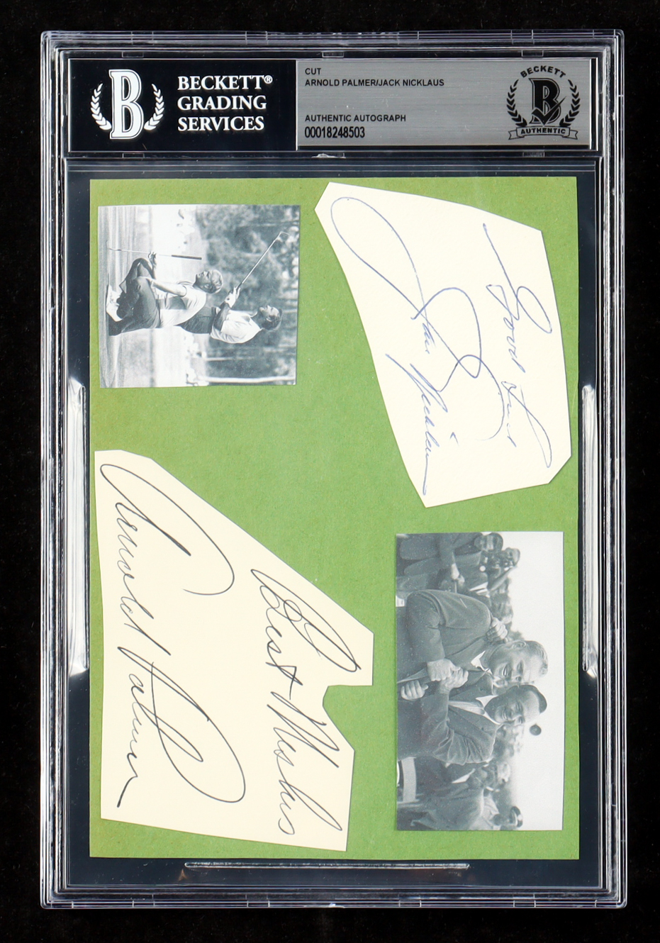 Arnold Palmer & Jack Nicklaus Signed Cut Display Inscribed "Good Luck / Best Wishes" (BGS) at PristineAuction.com Arnold Palmer & Jack Nicklaus Signed Cut Display Inscribed "Good Luck / Best Wishes" (BGS) at PristineAuction.com