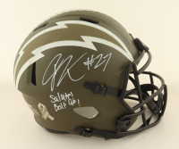 J.K. Dobbins Signed Chargers Full-Size Salute to Service Alternate Speed Helmet Inscribed "Salute!" & "Bolt Up!" (Beckett) at PristineAuction.com
